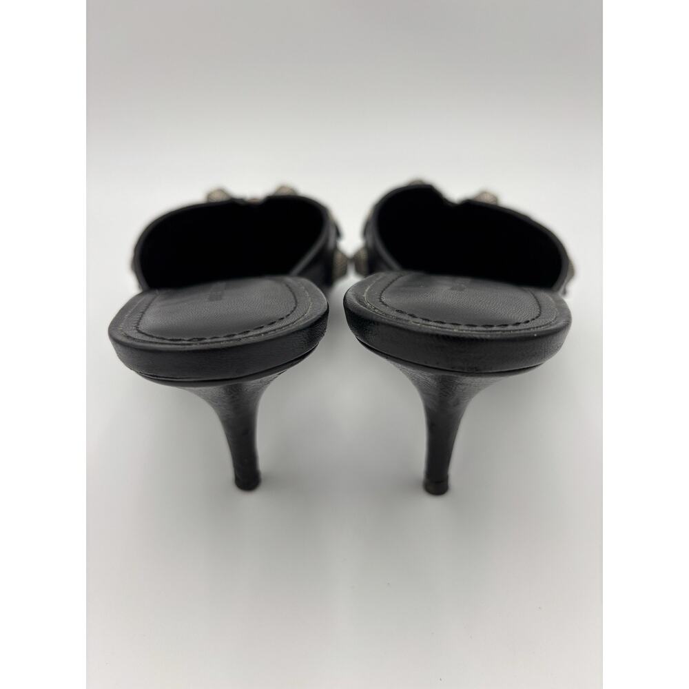 Balenciaga Point Toe Mules Black Leather Studded Size 39 / 9 Kitten Heel - Picture 7 of 16